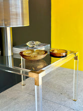Load image into Gallery viewer, Lucite Brass & Glass Medium Side Table