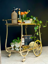 Load image into Gallery viewer, Vintage Brass Drinks Cart