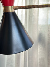 Load image into Gallery viewer, Retro Black, Red & Brass Floor lamp