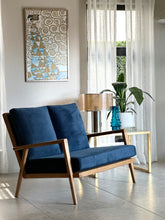 Load image into Gallery viewer, Vintage Oak Two-Seater Couch