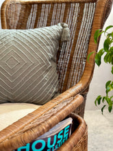 Load image into Gallery viewer, Vintage Rattan Semi- Wingback Chair with Attached Magazine Holder