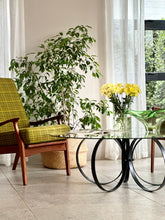 Load image into Gallery viewer, Circular Black & Glass Top Coffee Table