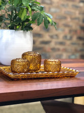 Load image into Gallery viewer, Amber glass vanity set in tray