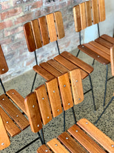 Load image into Gallery viewer, Wooden slatted round table & 6 chairs