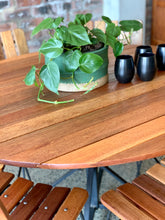 Load image into Gallery viewer, Wooden slatted round table & 6 chairs