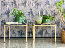 Load image into Gallery viewer, Pair of brass & glass side table