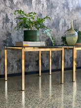 Load image into Gallery viewer, Pair of brass & glass side table
