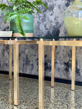 Load image into Gallery viewer, Pair of brass & glass side table