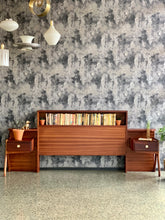 Load image into Gallery viewer, Mid-Century Mahogany Double Bed Headboard With Pedestals