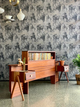 Load image into Gallery viewer, Mid-Century Mahogany Double Bed Headboard With Pedestals