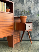 Load image into Gallery viewer, Mid-Century Mahogany Double Bed Headboard With Pedestals