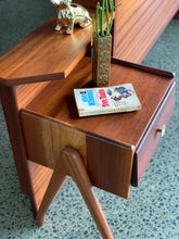 Load image into Gallery viewer, Mid-Century Mahogany Double Bed Headboard With Pedestals