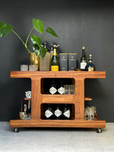 Load image into Gallery viewer, Brutalist, Tabraham style Kiaat Mid-Century Drinks Trolley