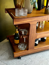 Load image into Gallery viewer, Brutalist, Tabraham style Kiaat Mid-Century Drinks Trolley
