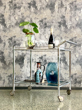 Load image into Gallery viewer, Chrome and glass drinks trolley