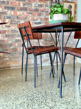 Load image into Gallery viewer, Retro slatted wood & steel 5 piece set