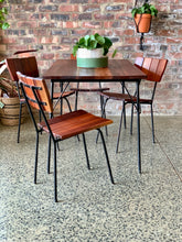 Load image into Gallery viewer, Retro slatted wood & steel 5 piece set