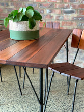 Load image into Gallery viewer, Retro slatted wood & steel 5 piece set