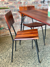 Load image into Gallery viewer, Retro slatted wood & steel 5 piece set