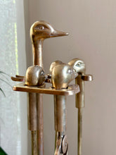 Load image into Gallery viewer, Vintage Brass Fireplace Tool set - Duck Head Handle design