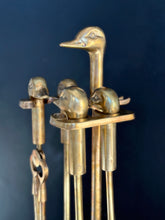 Load image into Gallery viewer, Vintage Brass Fireplace Tool set - Duck Head Handle design