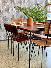 Load image into Gallery viewer, Retro 5 piece slatted wood and steel kitchen/patio set