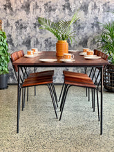 Load image into Gallery viewer, Retro 5 piece slatted wood and steel kitchen/patio set