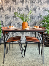 Load image into Gallery viewer, Retro 5 piece slatted wood and steel kitchen/patio set