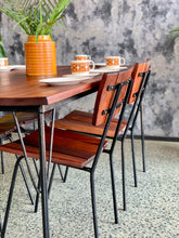 Load image into Gallery viewer, Retro 5 piece slatted wood and steel kitchen/patio set