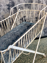 Load image into Gallery viewer, Vintage metal baby crib on wheels