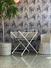 Load image into Gallery viewer, Vintage metal baby crib on wheels