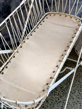 Load image into Gallery viewer, Vintage metal baby crib on wheels