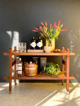 Load image into Gallery viewer, Mid-Century Two Tier Kiaat Drinks Trolley
