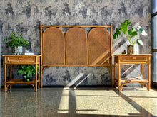 Load image into Gallery viewer, Vintage Double Cane Headboard & Pedestals