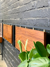 Load image into Gallery viewer, King size steel & wood headboard with brass detail