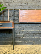 Load image into Gallery viewer, King size steel & wood headboard with brass detail