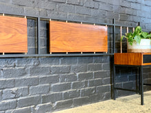 Load image into Gallery viewer, King size steel & wood headboard with brass detail