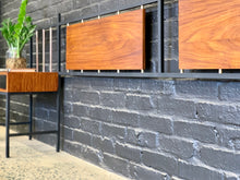 Load image into Gallery viewer, King size steel & wood headboard with brass detail