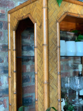 Load image into Gallery viewer, Vintage cane display cabinet with glass shelves