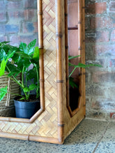 Load image into Gallery viewer, Vintage cane display cabinet with glass shelves