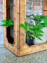 Load image into Gallery viewer, Vintage cane display cabinet with glass shelves