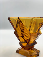 Load image into Gallery viewer, Amber Art Deco Vase