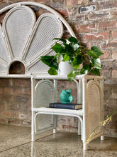 Load image into Gallery viewer, White cane double/ queen bed headboard with pedestals