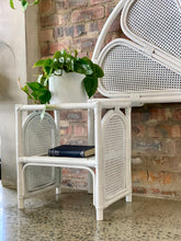 Load image into Gallery viewer, White cane double/ queen bed headboard with pedestals