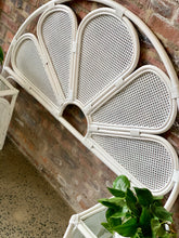 Load image into Gallery viewer, White cane double/ queen bed headboard with pedestals