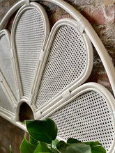 Load image into Gallery viewer, White cane double/ queen bed headboard with pedestals