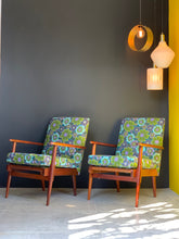 Load image into Gallery viewer, Pair of Mid-Century Armchairs In Vintage Fabric