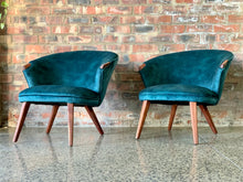 Load image into Gallery viewer, Pair Of Mid-Century Mahogany Armchairs
