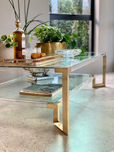 Load image into Gallery viewer, Lucite & Brass Coffee Table
