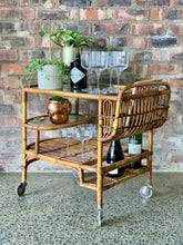 Load image into Gallery viewer, Vintage Cane Drinks Trolley
